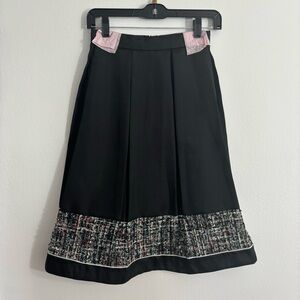 Eyedoll Black Pleated Tweed Skirt NWT Size XS